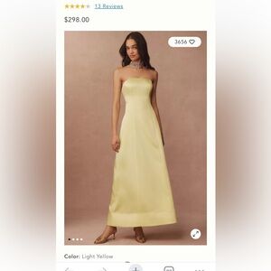 Elegant Strapless Yellow Dress